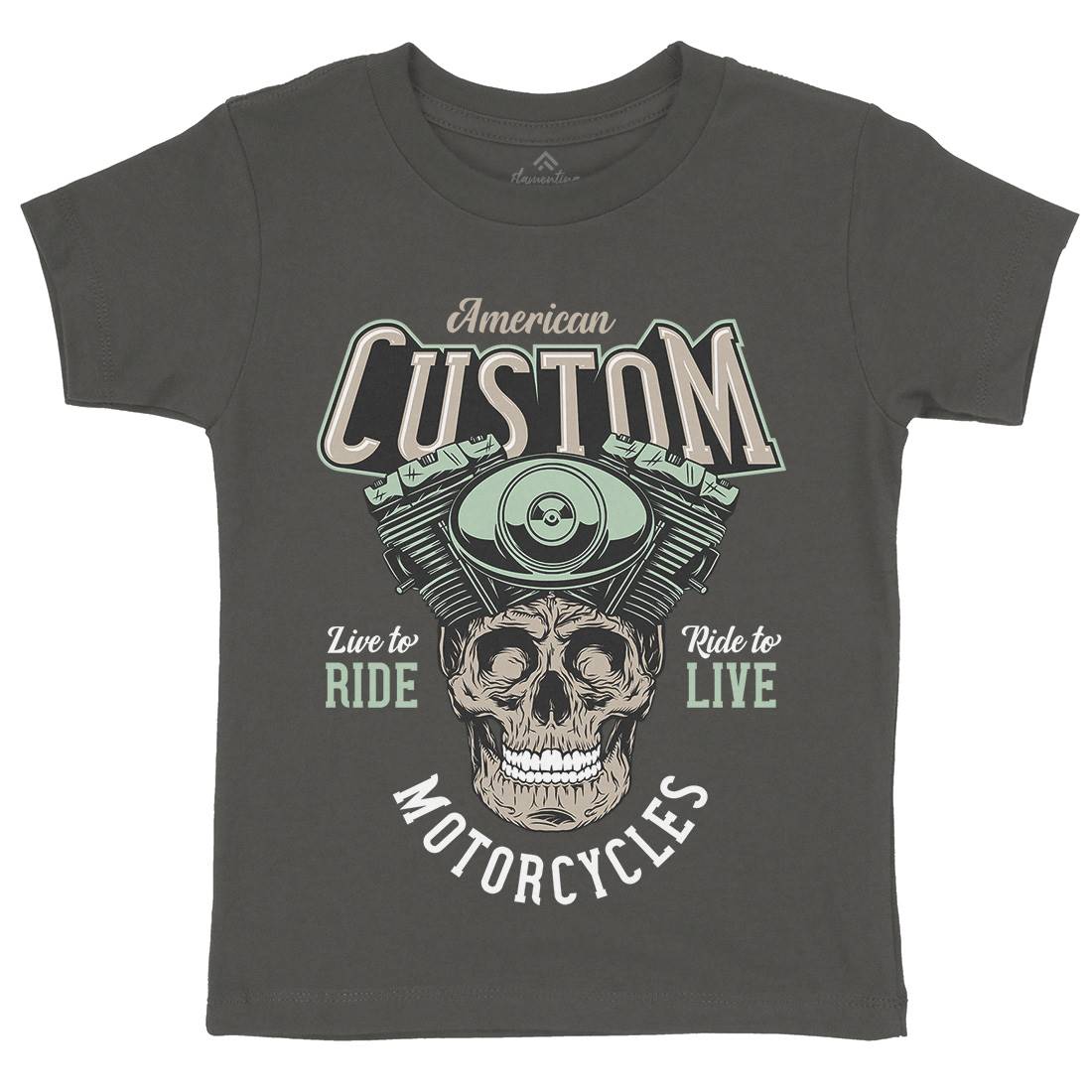 American Custom Kids Organic Crew Neck T-Shirt Motorcycles D902
