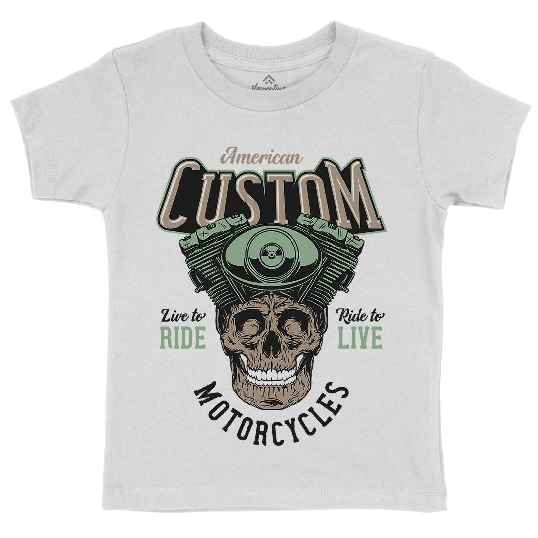 American Custom Kids Organic Crew Neck T-Shirt Motorcycles D902