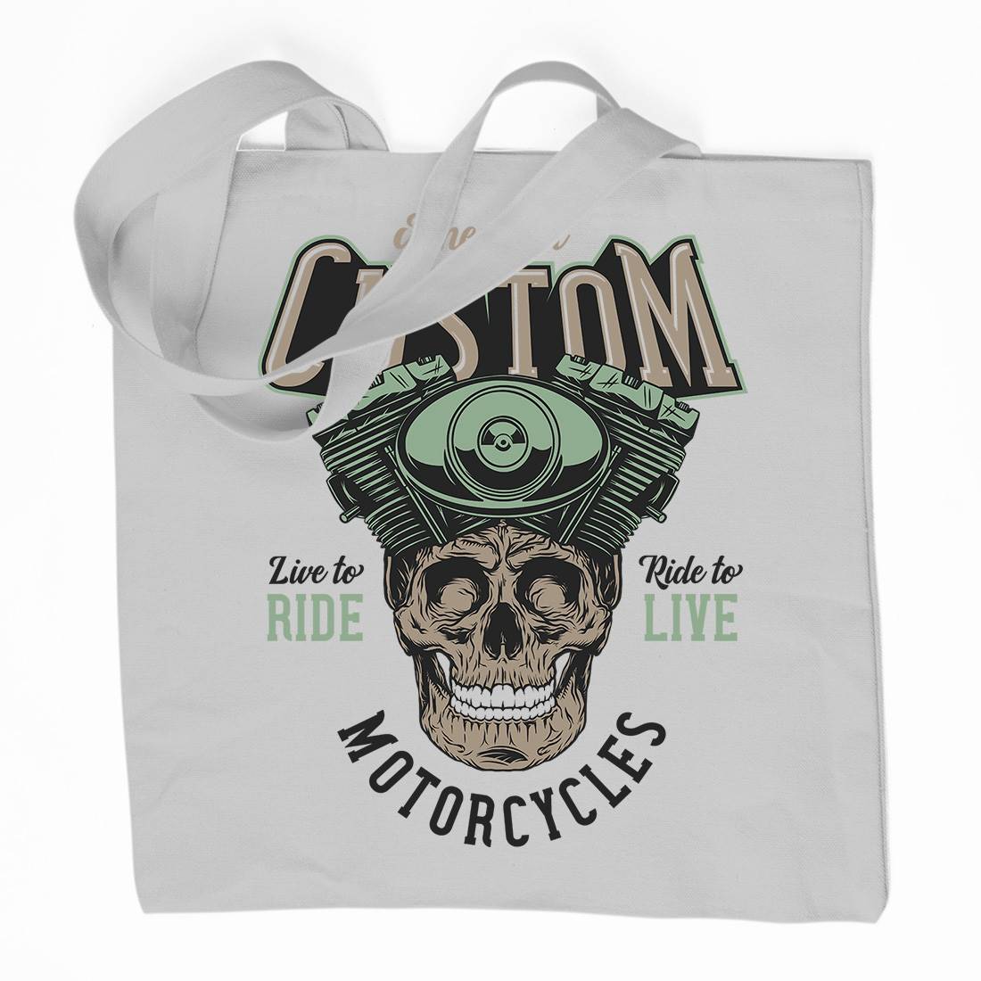American Custom Organic Premium Cotton Tote Bag Motorcycles D902