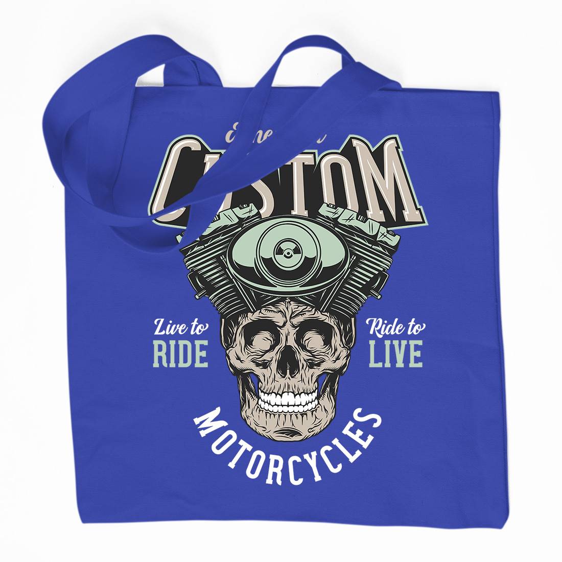 American Custom Organic Premium Cotton Tote Bag Motorcycles D902