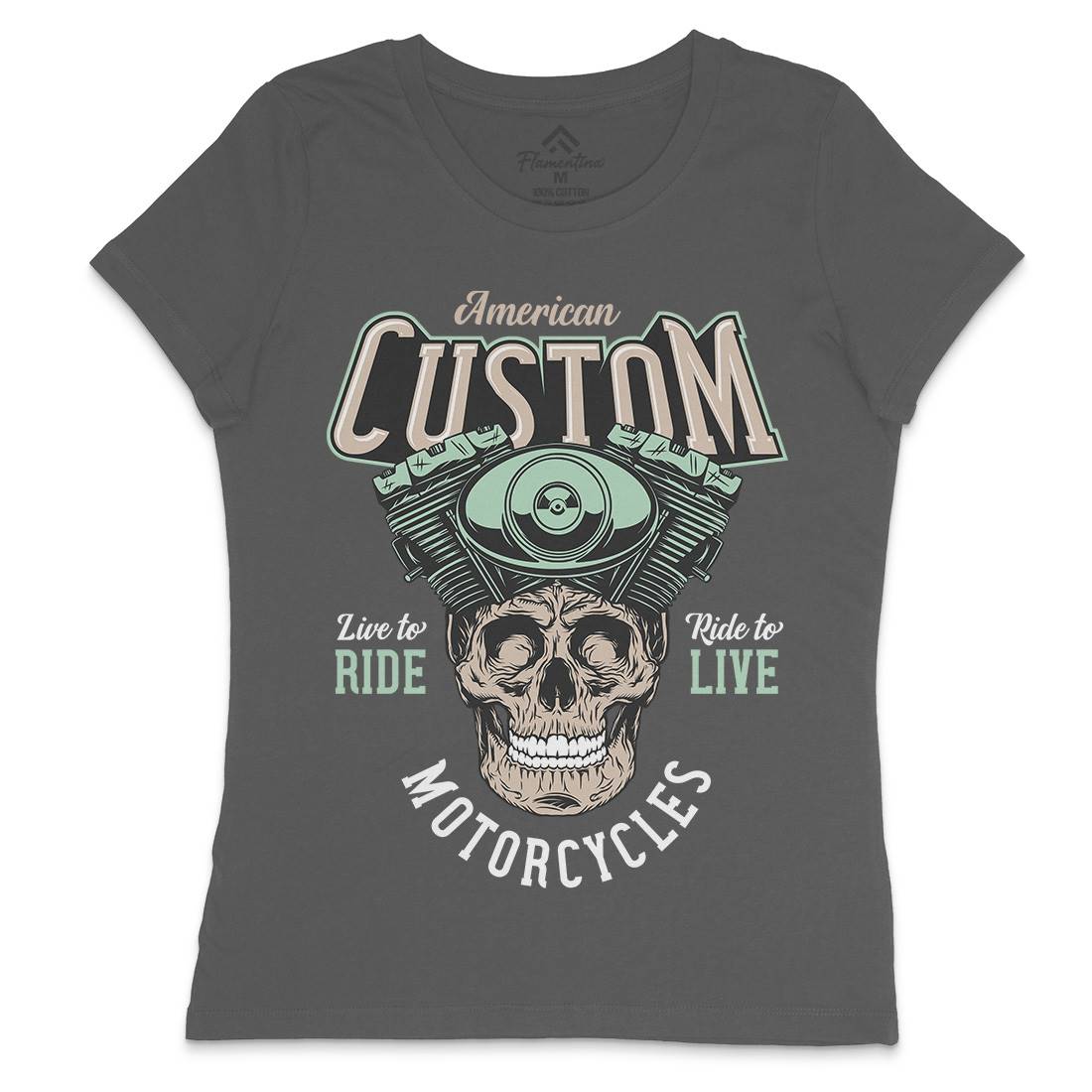 American Custom Womens Crew Neck T-Shirt Motorcycles D902