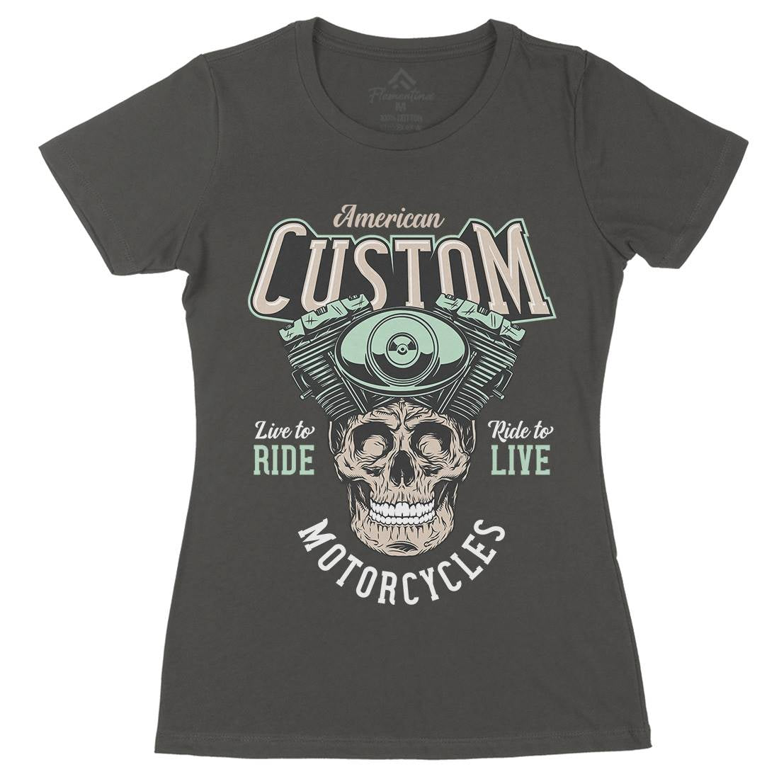 American Custom Womens Organic Crew Neck T-Shirt Motorcycles D902