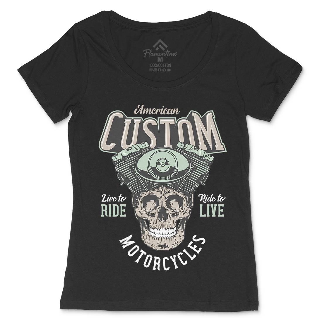 American Custom Womens Scoop Neck T-Shirt Motorcycles D902