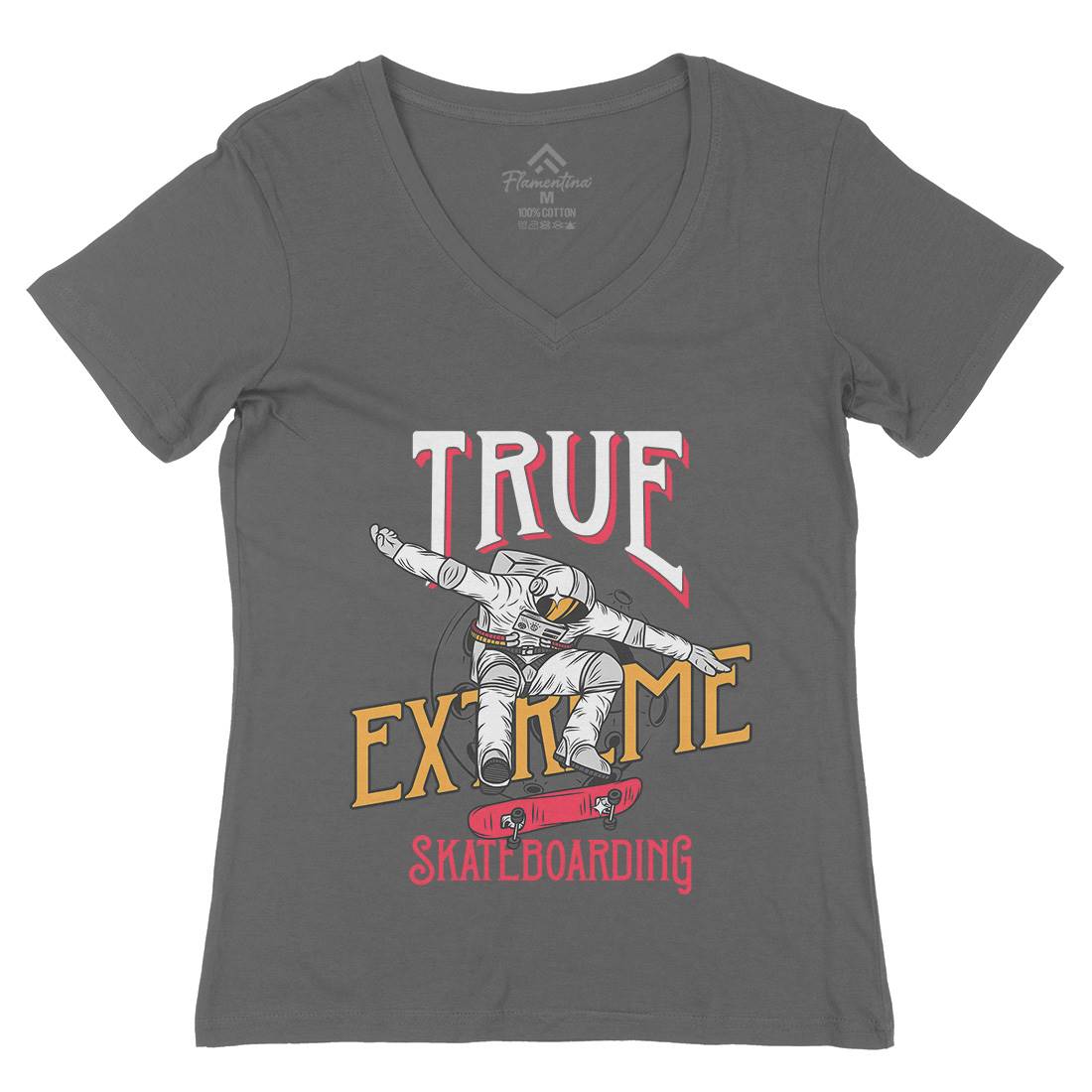 Astronaut Extreme Womens Organic V-Neck T-Shirt Space D903