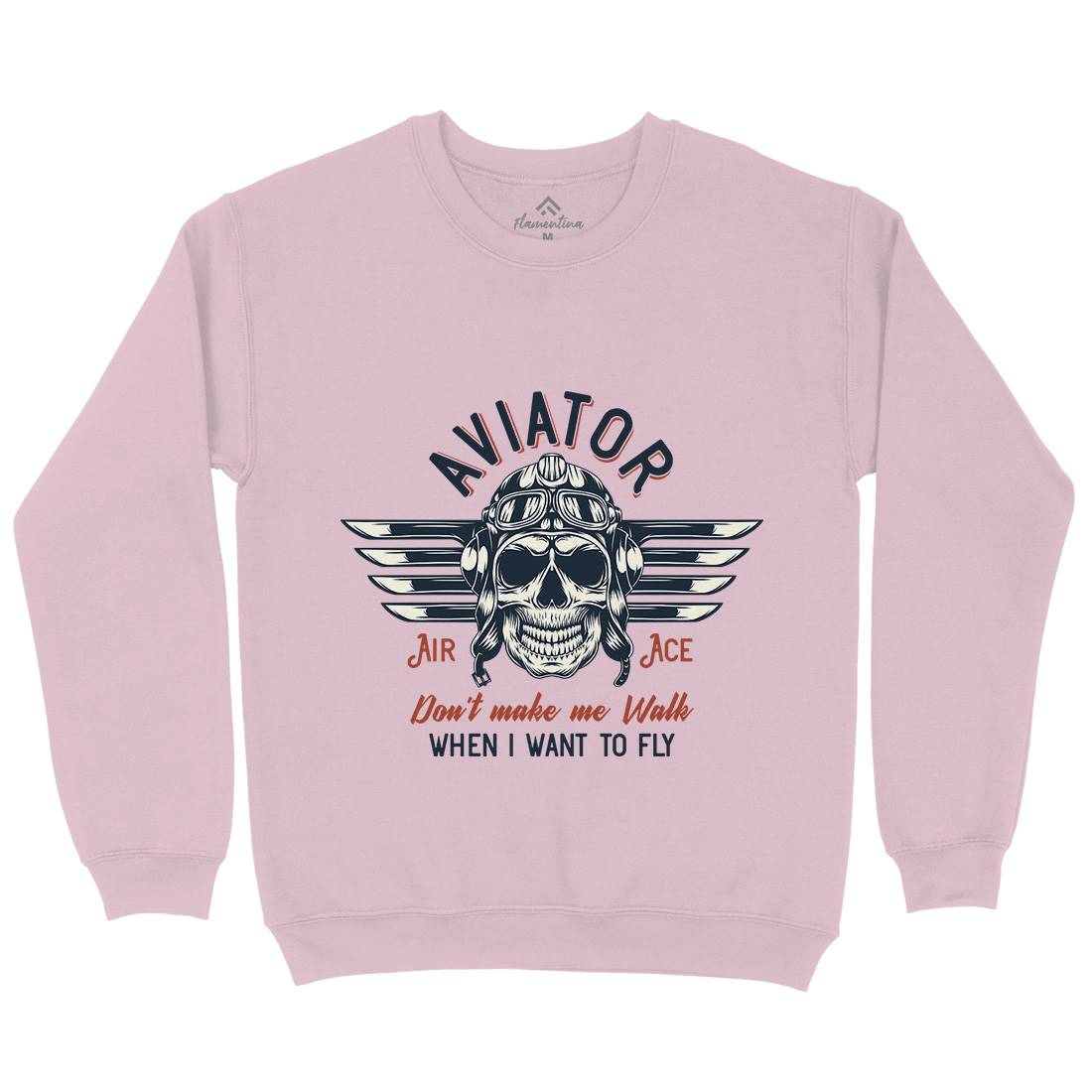 Aviator Skull Kids Crew Neck Sweatshirt Army D904