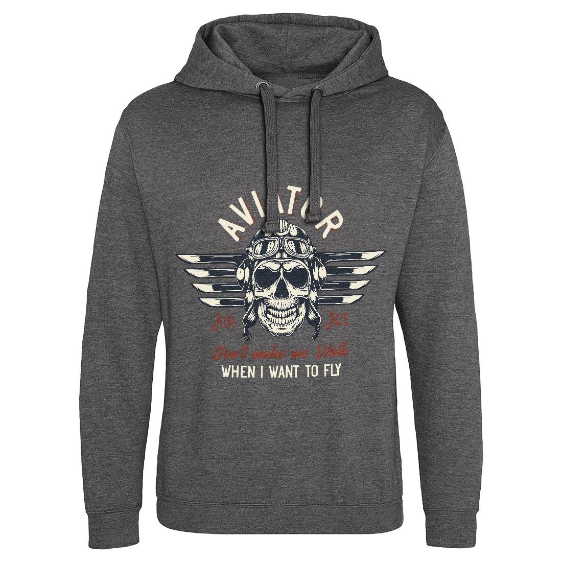 Aviator Skull Mens Hoodie Without Pocket Army D904