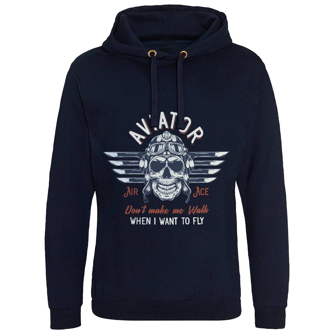 Aviator Skull Mens Hoodie Without Pocket Army D904