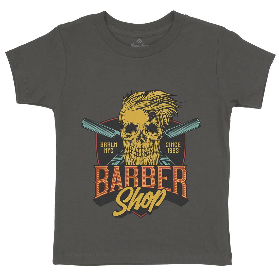 Skull Shop Kids Crew Neck T-Shirt Barber D905