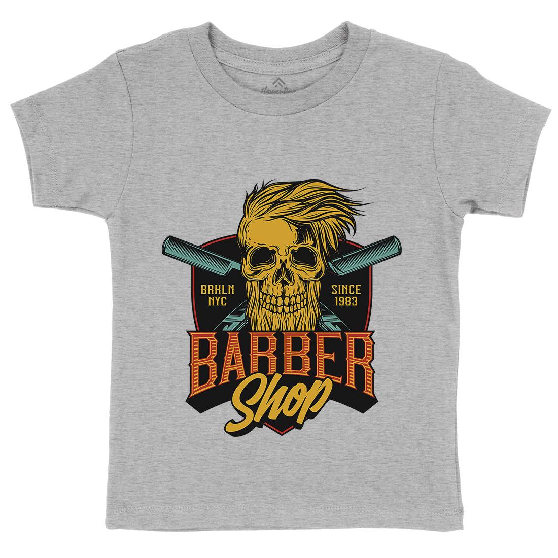 Skull Shop Kids Organic Crew Neck T-Shirt Barber D905