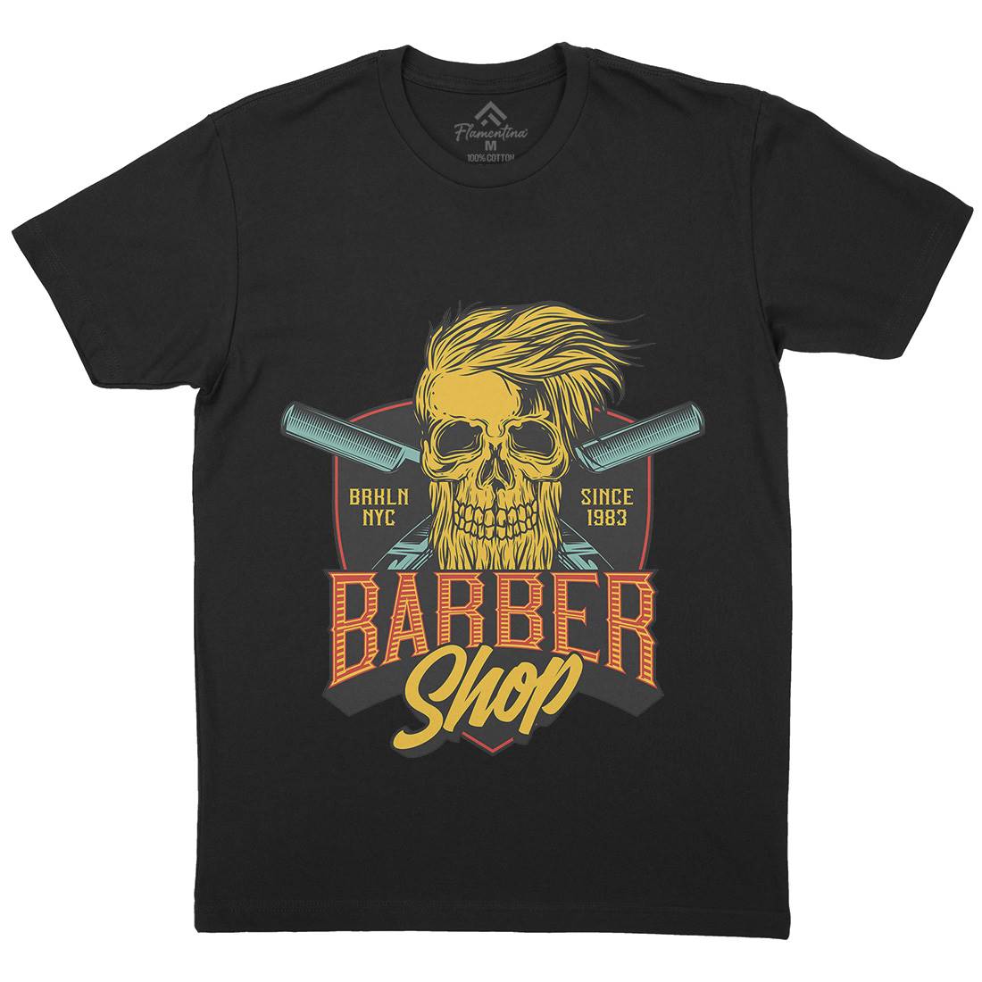 Skull Shop Mens Crew Neck T-Shirt Barber D905