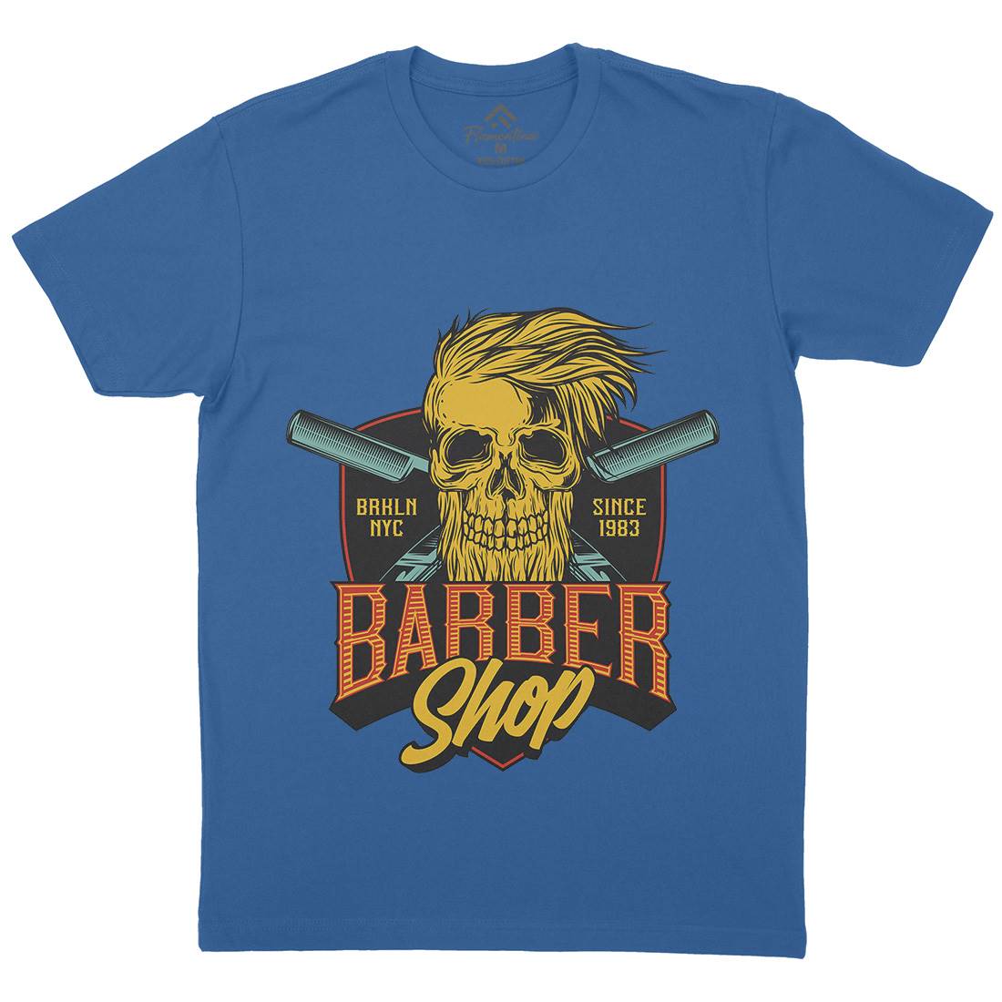 Skull Shop Mens Organic Crew Neck T-Shirt Barber D905