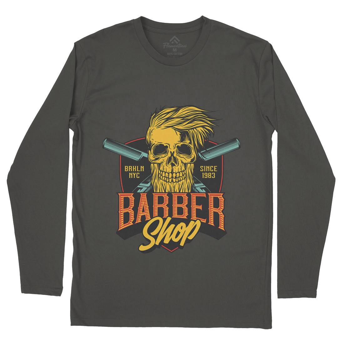 Skull Shop Mens Long Sleeve T-Shirt Barber D905
