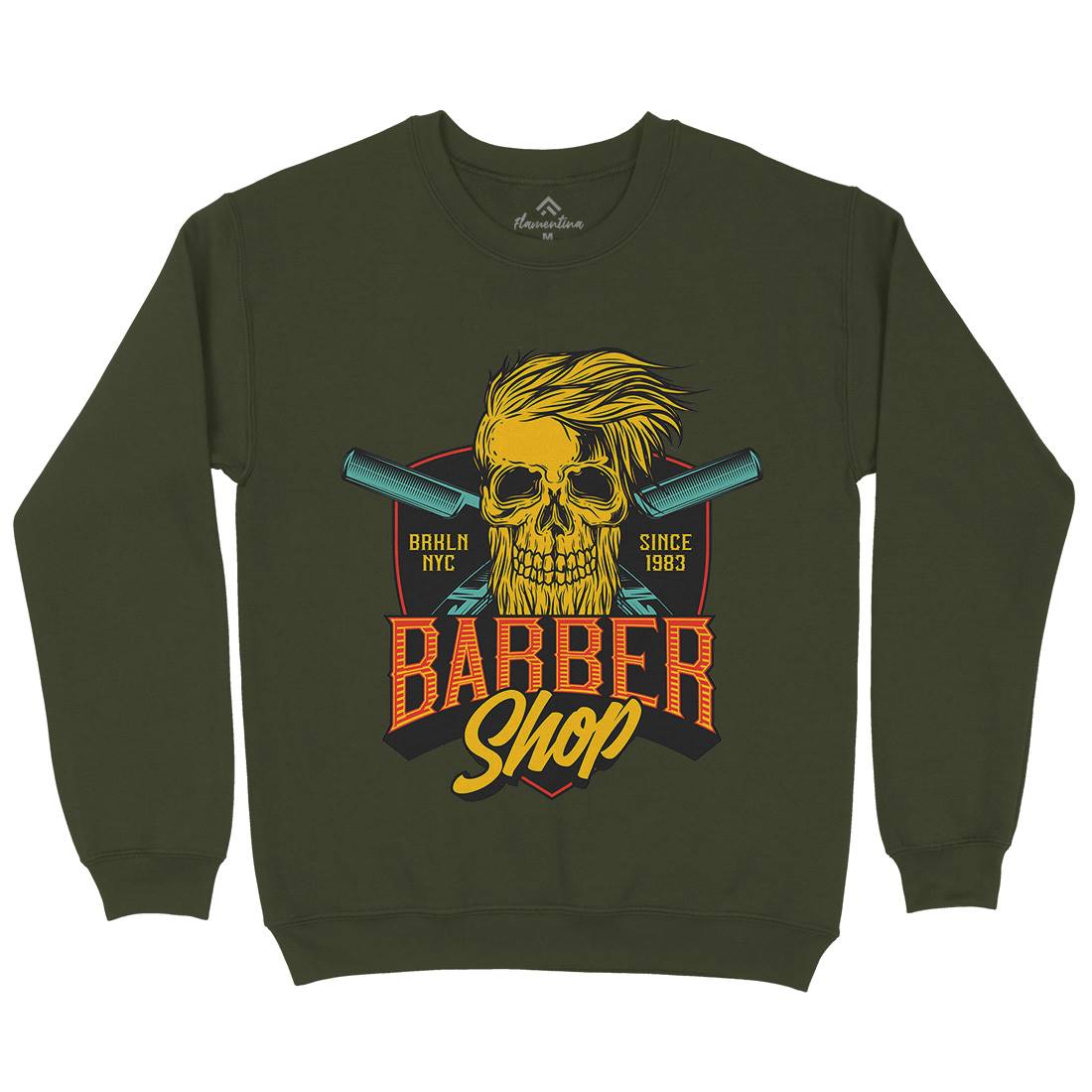 Skull Shop Mens Crew Neck Sweatshirt Barber D905