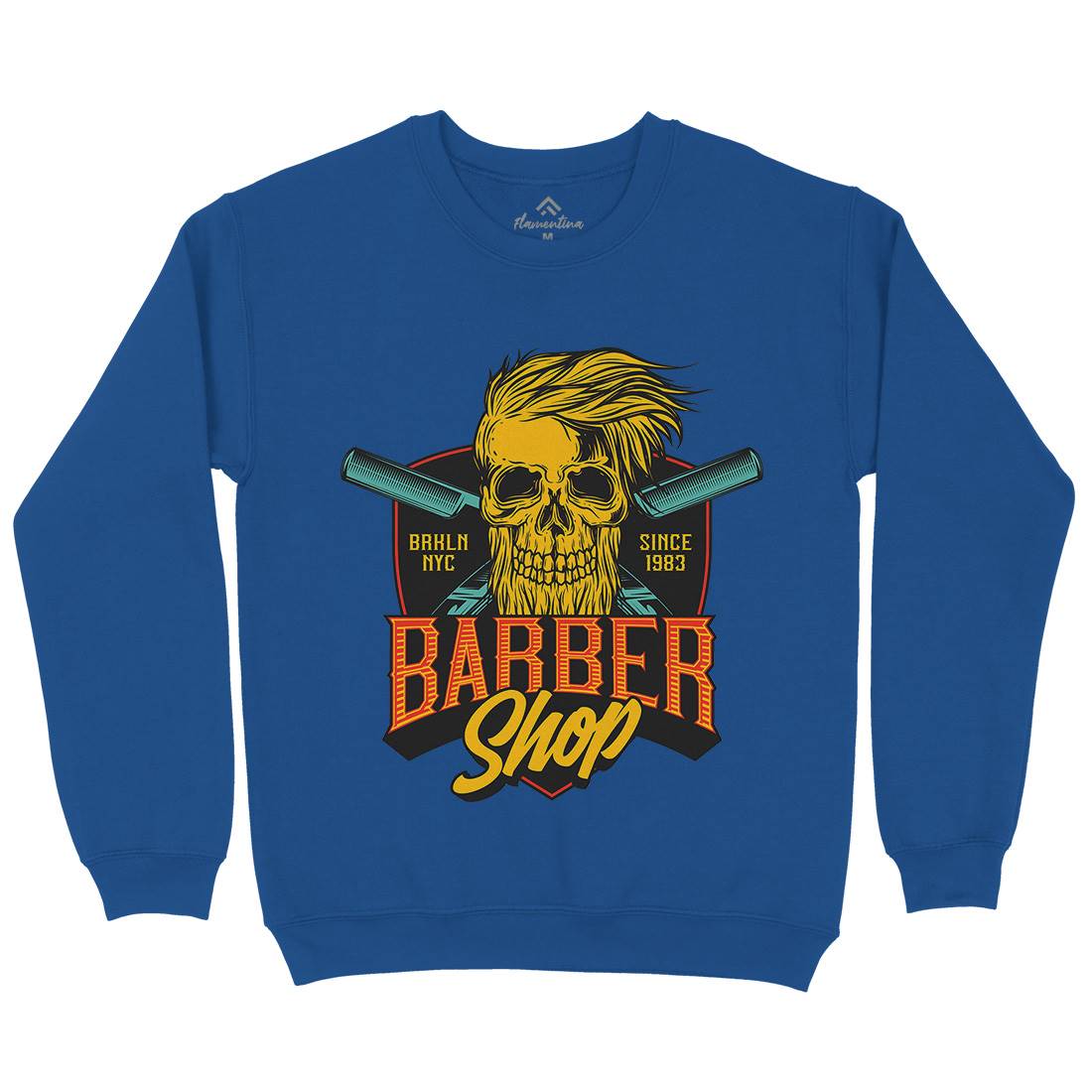 Skull Shop Mens Crew Neck Sweatshirt Barber D905