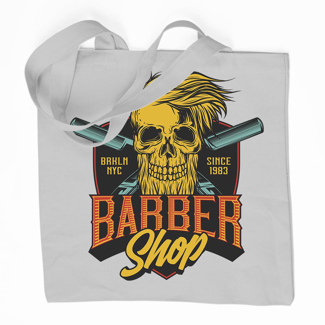 Skull Shop Organic Premium Cotton Tote Bag Barber D905