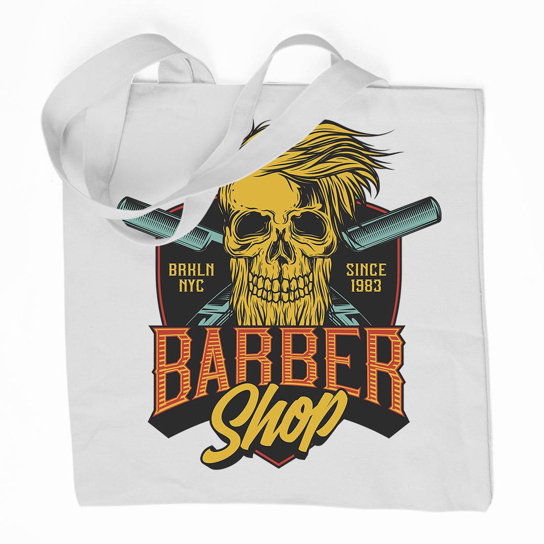 Skull Shop Organic Premium Cotton Tote Bag Barber D905