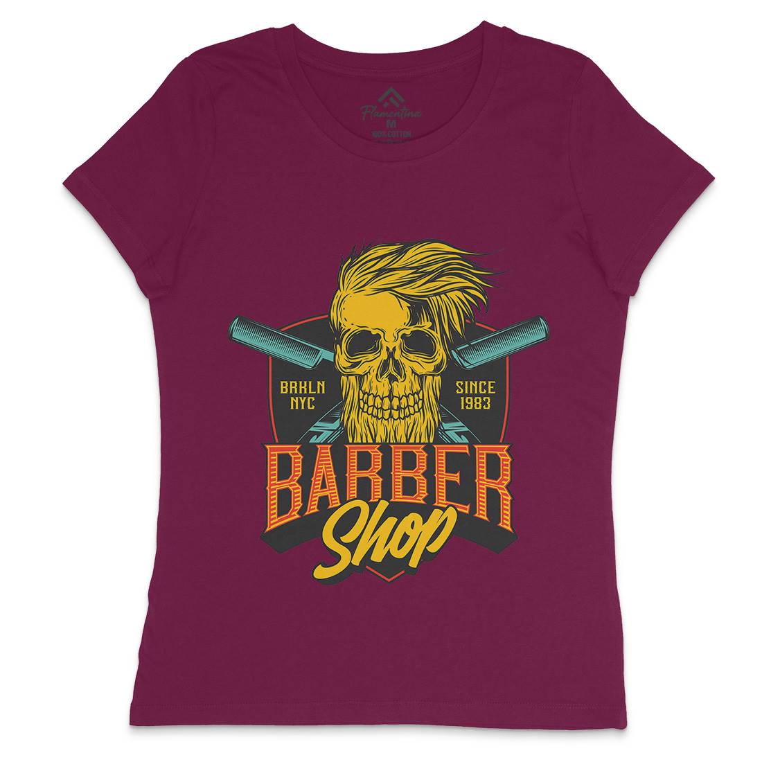 Skull Shop Womens Crew Neck T-Shirt Barber D905