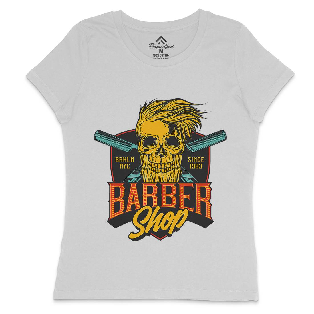 Skull Shop Womens Crew Neck T-Shirt Barber D905