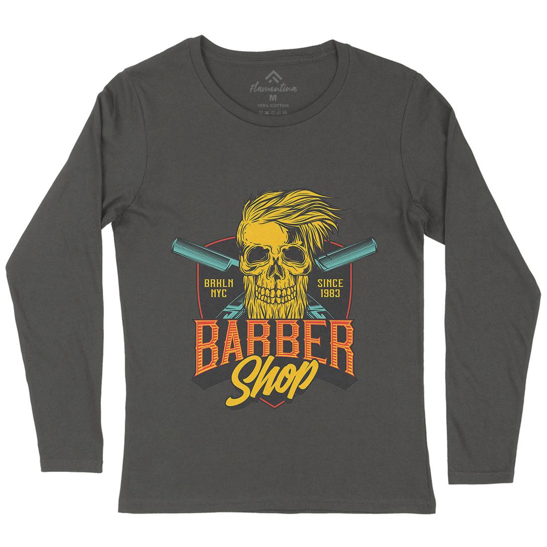 Skull Shop Womens Long Sleeve T-Shirt Barber D905
