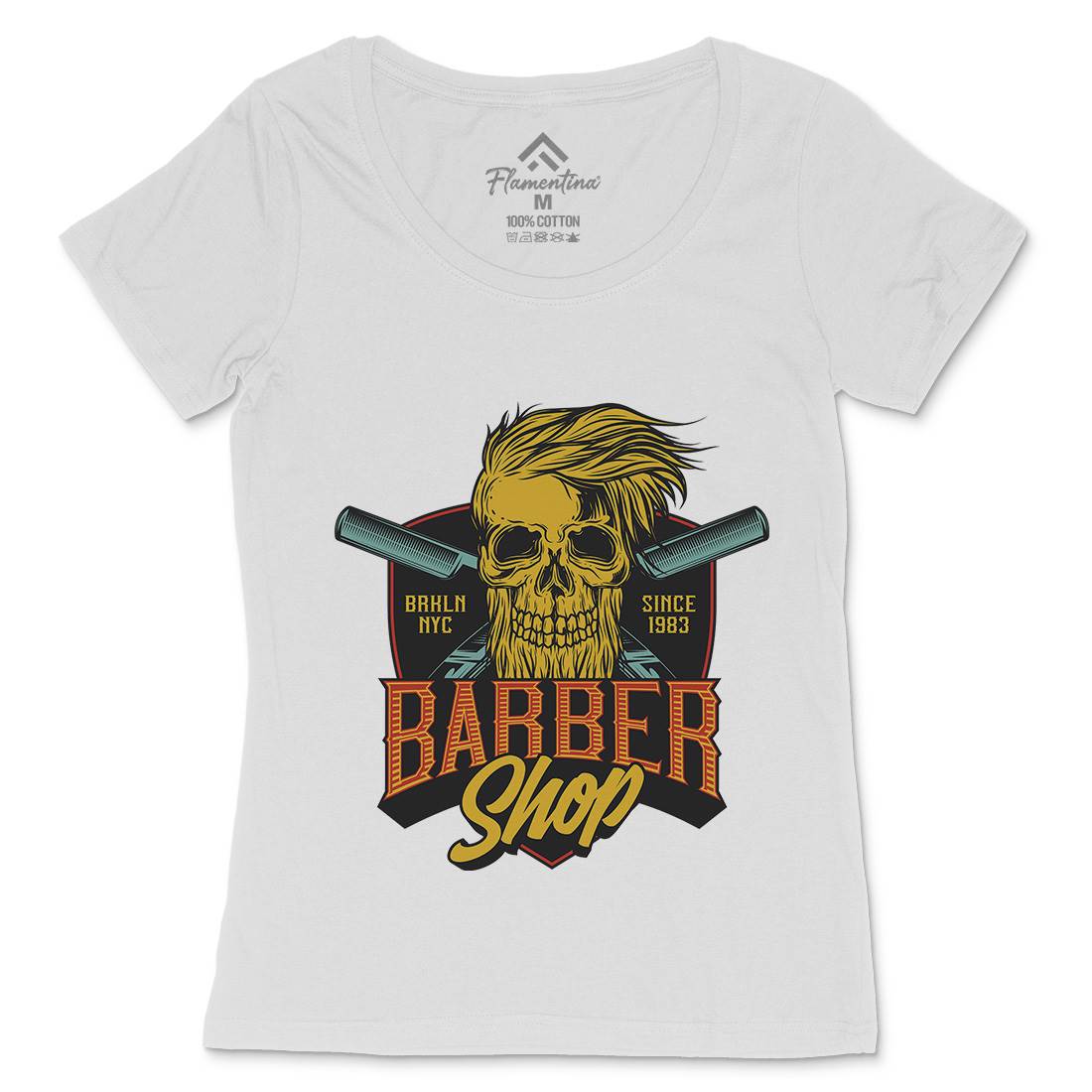 Skull Shop Womens Scoop Neck T-Shirt Barber D905
