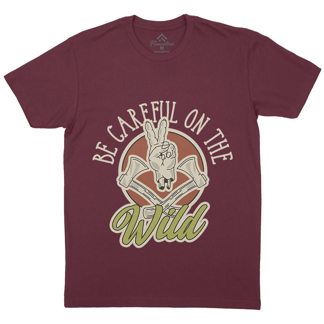 Be Careful Mens Crew Neck T-Shirt Nature D906
