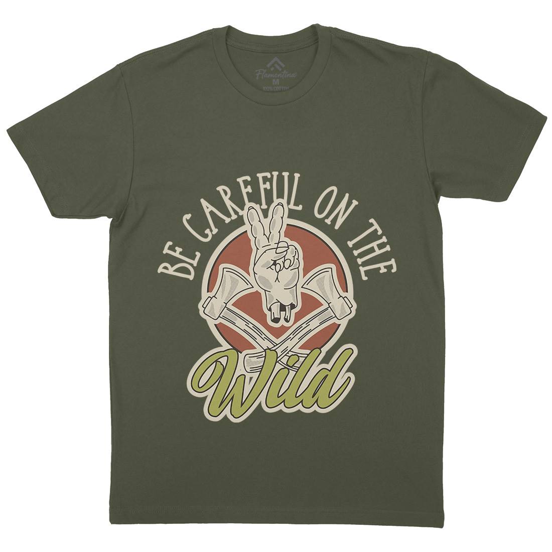 Be Careful Mens Organic Crew Neck T-Shirt Nature D906