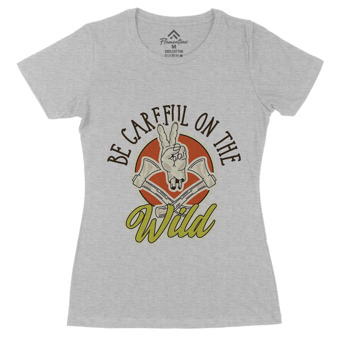 Be Careful Womens Organic Crew Neck T-Shirt Nature D906
