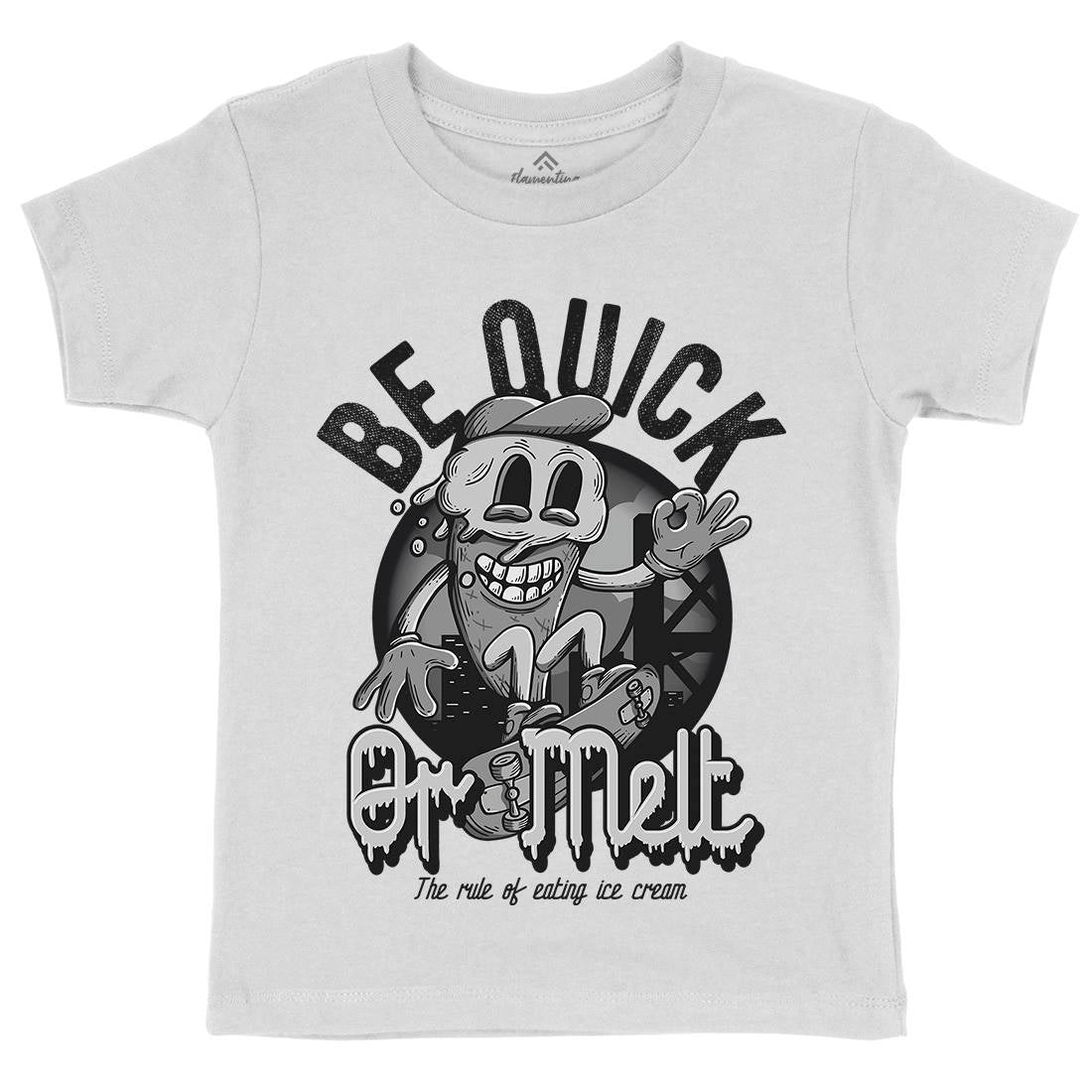 Be Quick Or Melt Kids Crew Neck T-Shirt Food D907