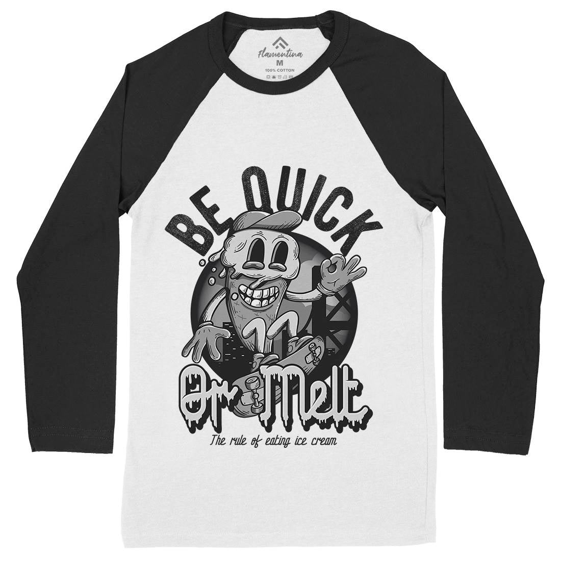Be Quick Or Melt Mens Long Sleeve Baseball T-Shirt Food D907