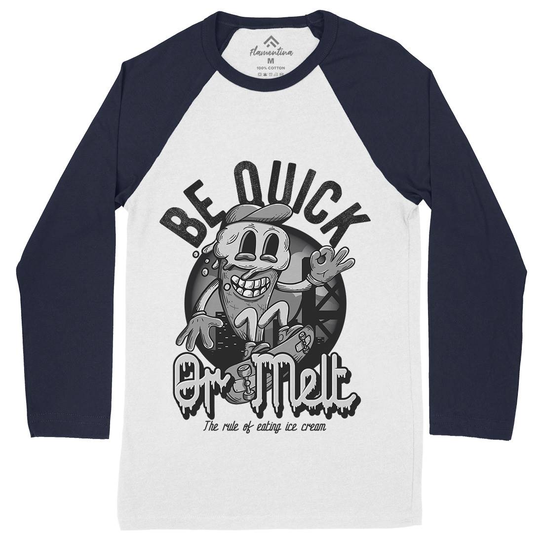 Be Quick Or Melt Mens Long Sleeve Baseball T-Shirt Food D907