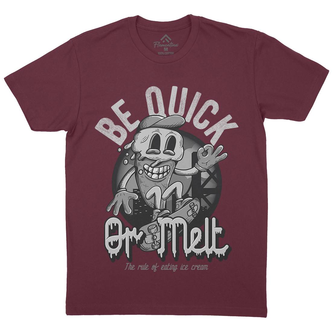 Be Quick Or Melt Mens Organic Crew Neck T-Shirt Food D907