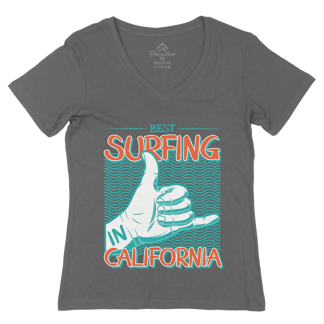 Best Surfing Womens Organic V-Neck T-Shirt Surf D908