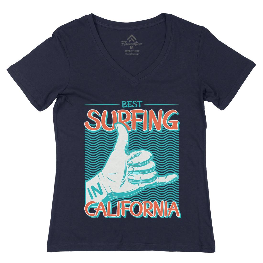 Best Surfing Womens Organic V-Neck T-Shirt Surf D908