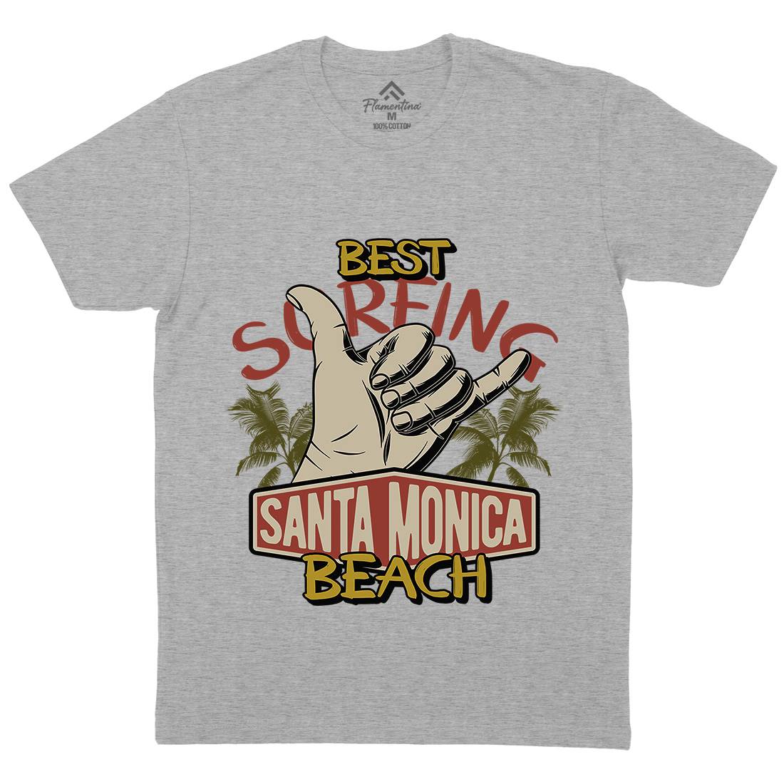 Best Surfing Beach Mens Organic Crew Neck T-Shirt Surf D909