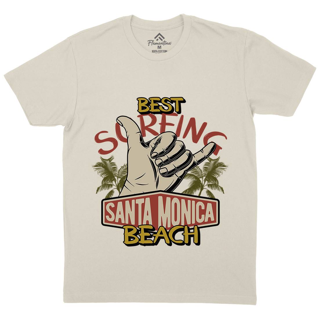 Best Surfing Beach Mens Organic Crew Neck T-Shirt Surf D909