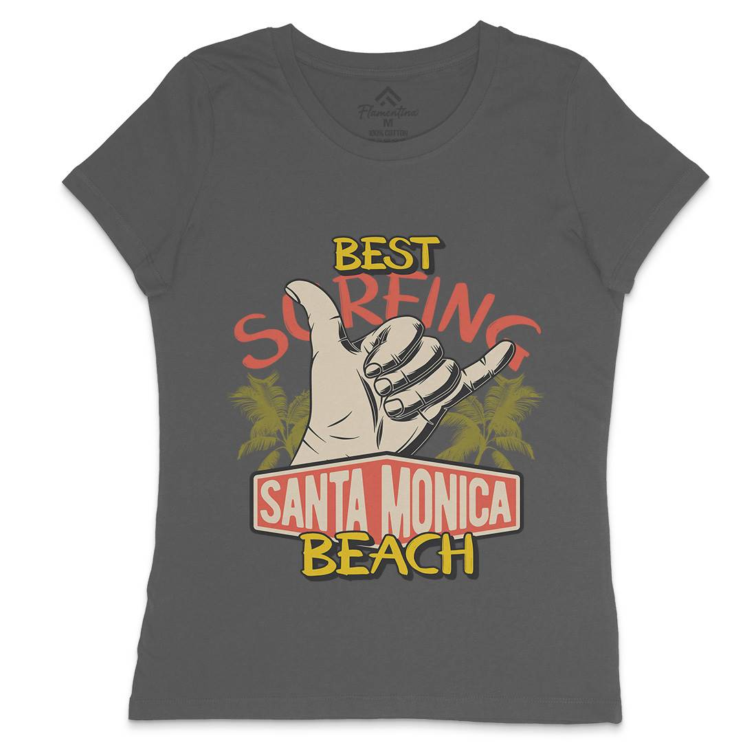 Best Surfing Beach Womens Crew Neck T-Shirt Surf D909