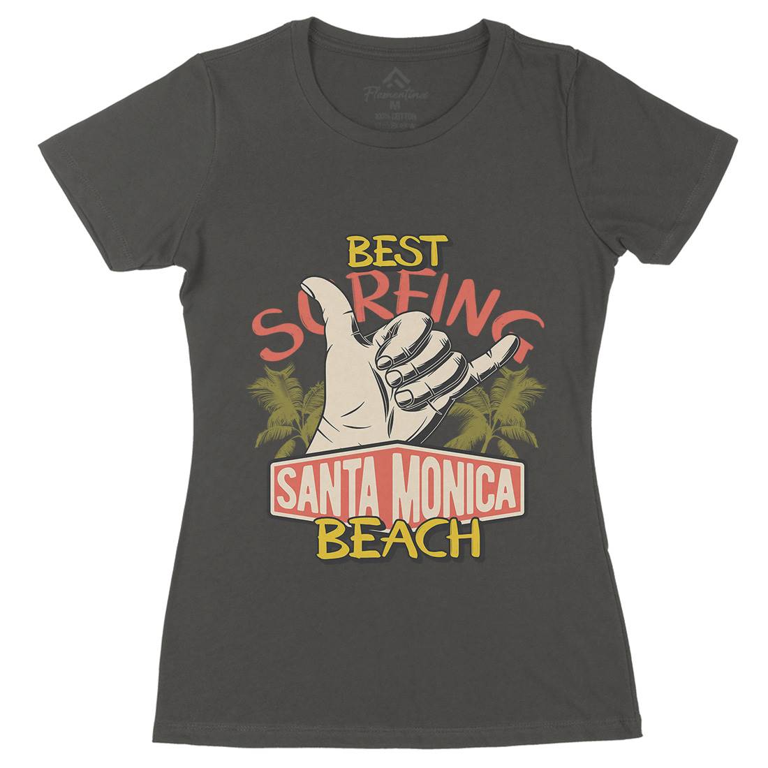Best Surfing Beach Womens Organic Crew Neck T-Shirt Surf D909