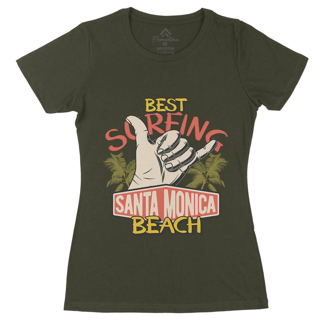 Best Surfing Beach Womens Organic Crew Neck T-Shirt Surf D909
