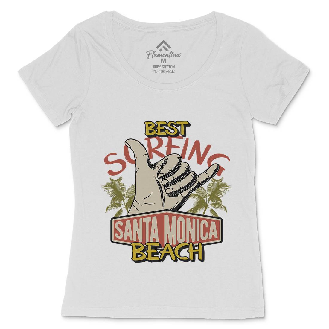 Best Surfing Beach Womens Scoop Neck T-Shirt Surf D909