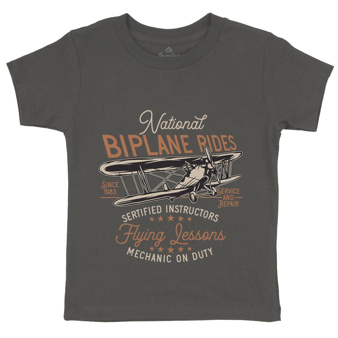 Biplane Rides Kids Crew Neck T-Shirt Vehicles D910