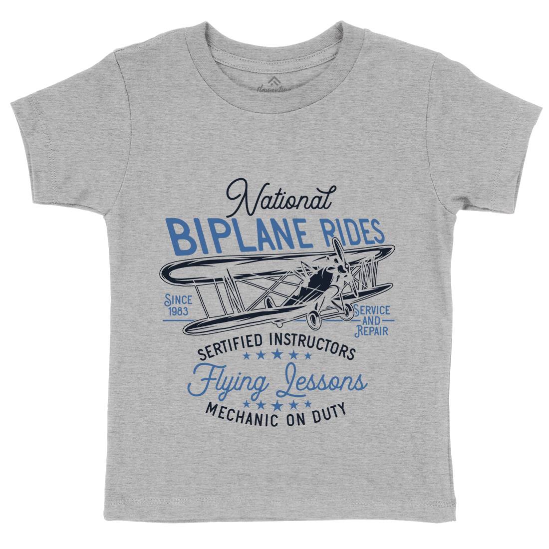 Biplane Rides Kids Organic Crew Neck T-Shirt Vehicles D910