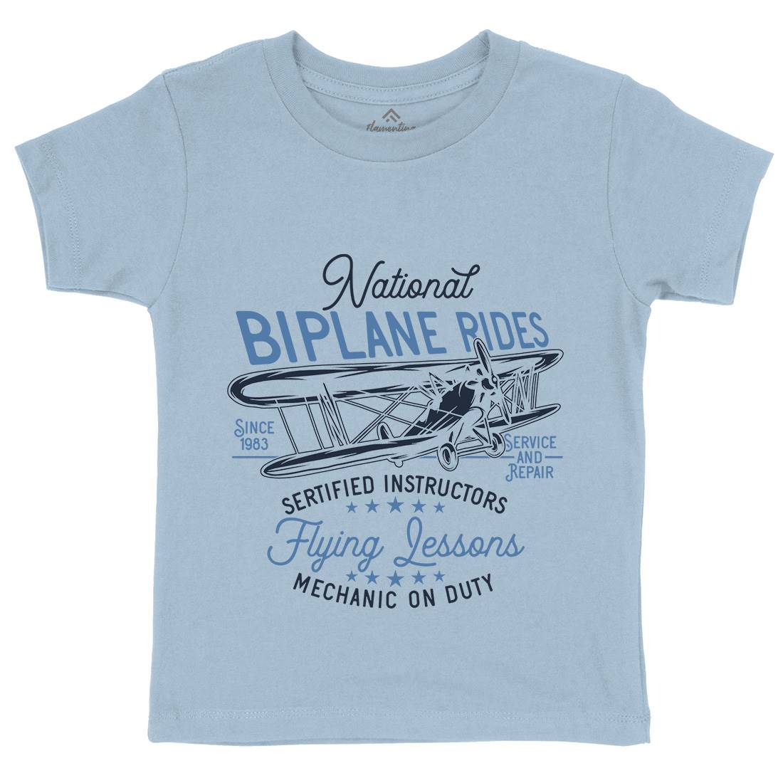 Biplane Rides Kids Organic Crew Neck T-Shirt Vehicles D910