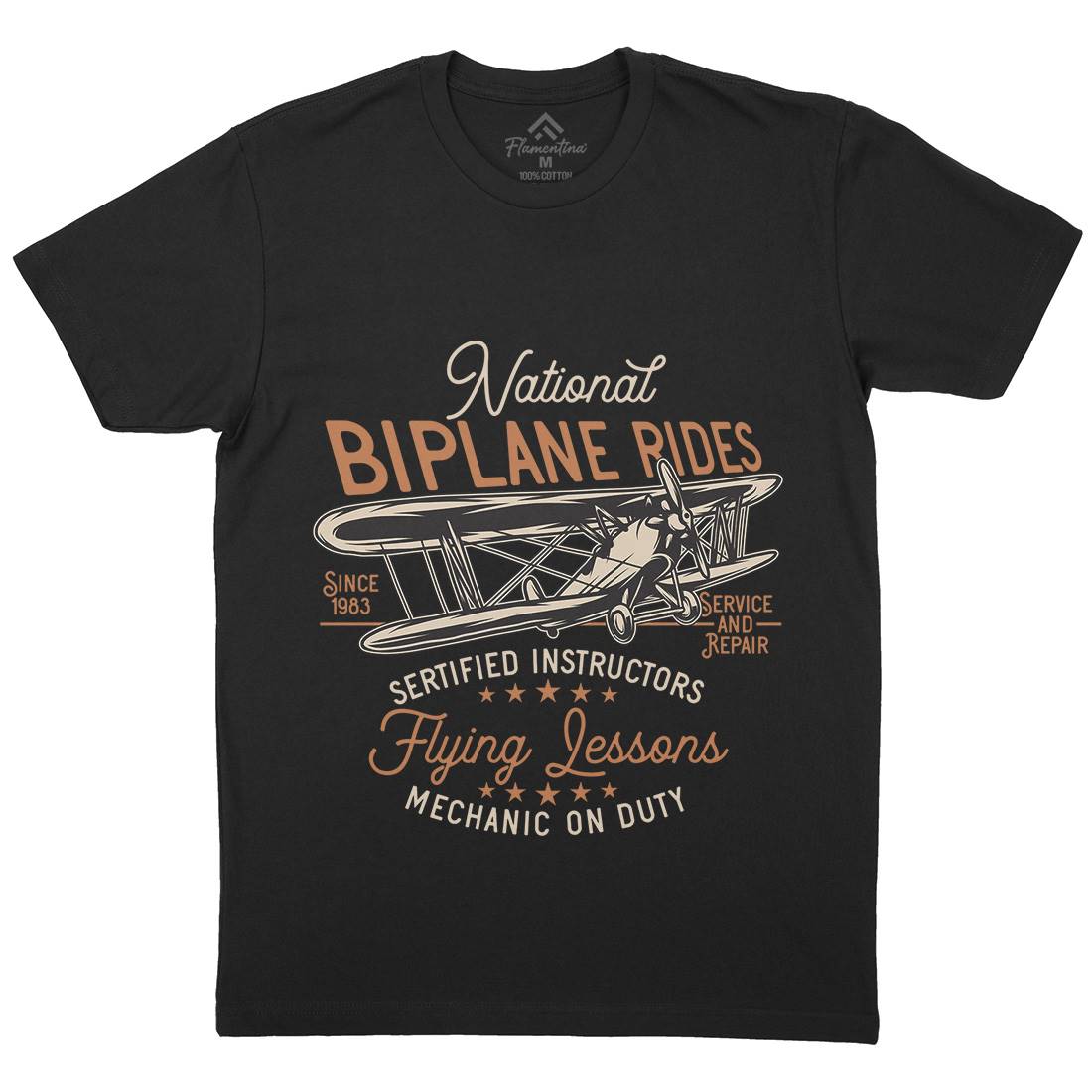 Biplane Rides Mens Organic Crew Neck T-Shirt Vehicles D910