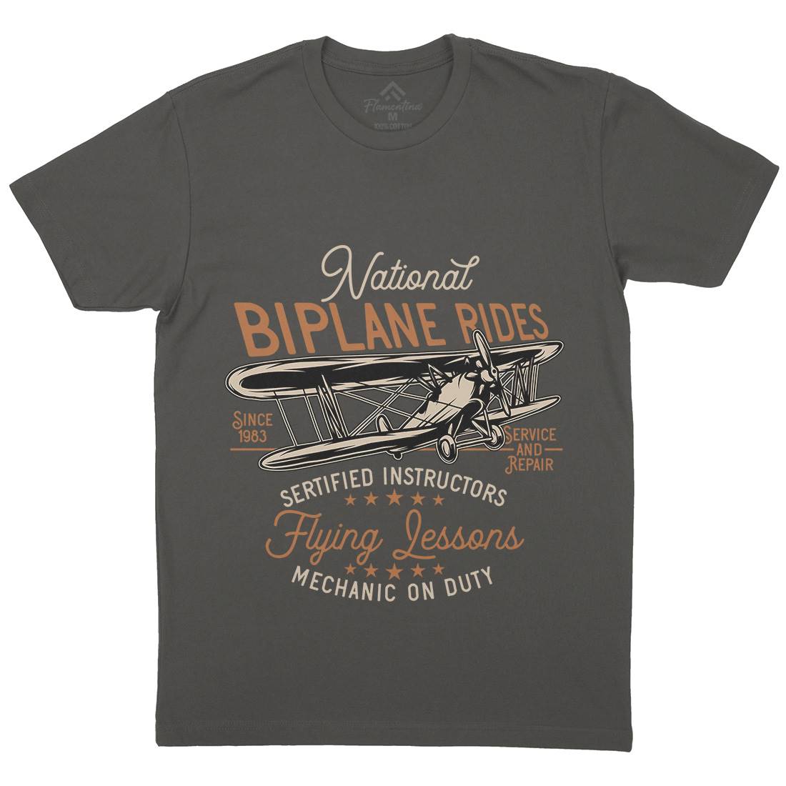 Biplane Rides Mens Crew Neck T-Shirt Vehicles D910