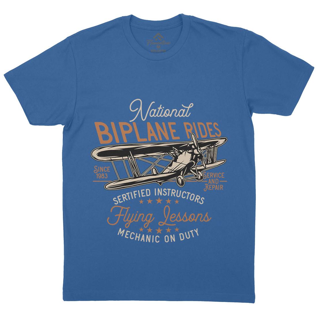 Biplane Rides Mens Organic Crew Neck T-Shirt Vehicles D910