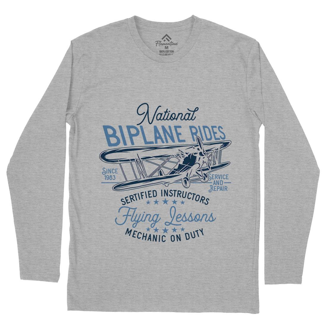 Biplane Rides Mens Long Sleeve T-Shirt Vehicles D910