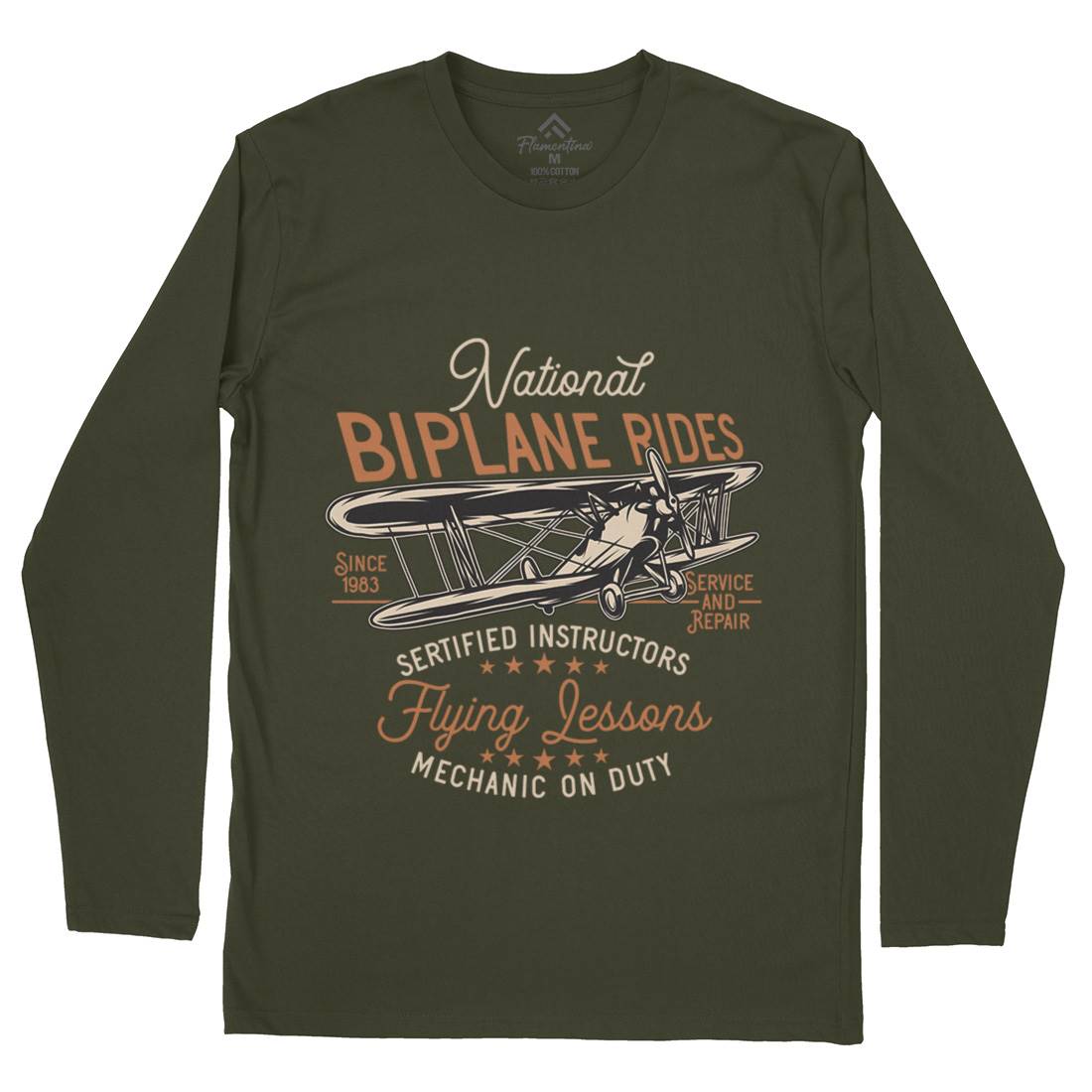 Biplane Rides Mens Long Sleeve T-Shirt Vehicles D910
