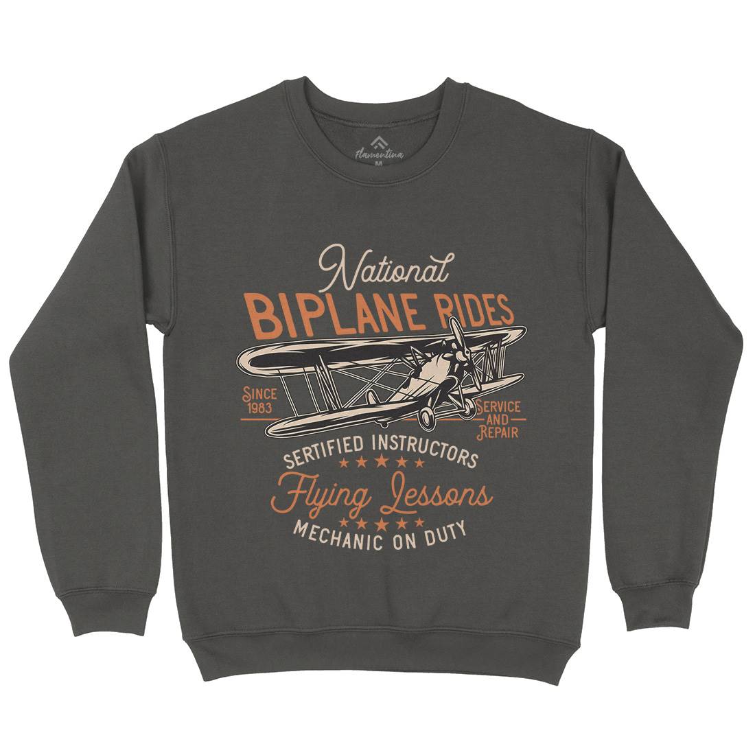 Biplane Rides Mens Crew Neck Sweatshirt Vehicles D910