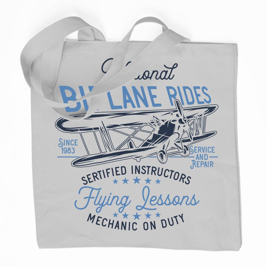 Biplane Rides Organic Premium Cotton Tote Bag Vehicles D910