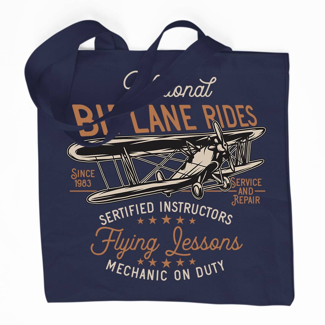 Biplane Rides Organic Premium Cotton Tote Bag Vehicles D910